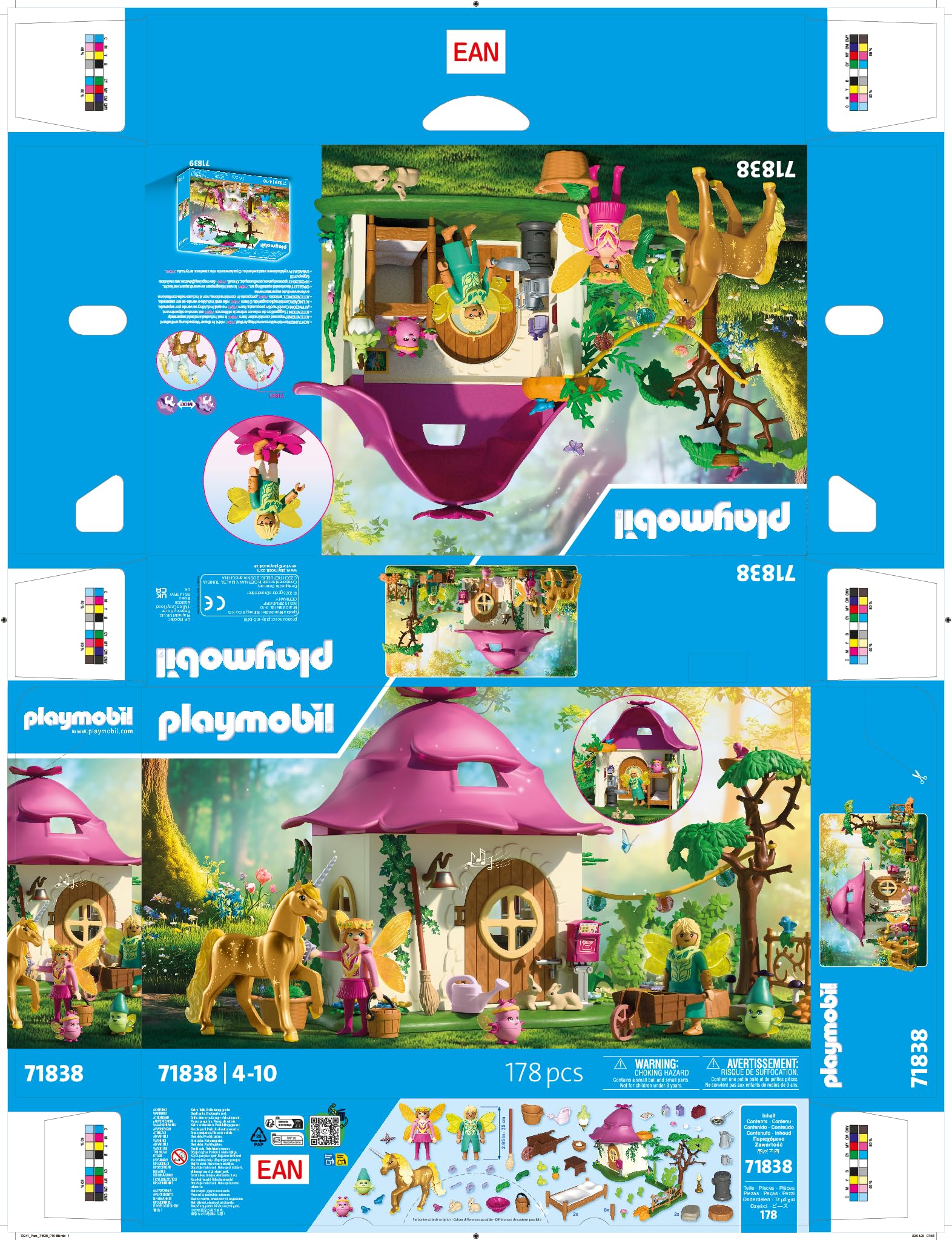 Playmobil | Magic Unicorns | La Maison des fées avec Licorne dorée et écurie | avec Guirlande Lumineuse pour des Nuits Magiques | Jouet créatif pour Les Enfants à partir de 4 Ans | 71838