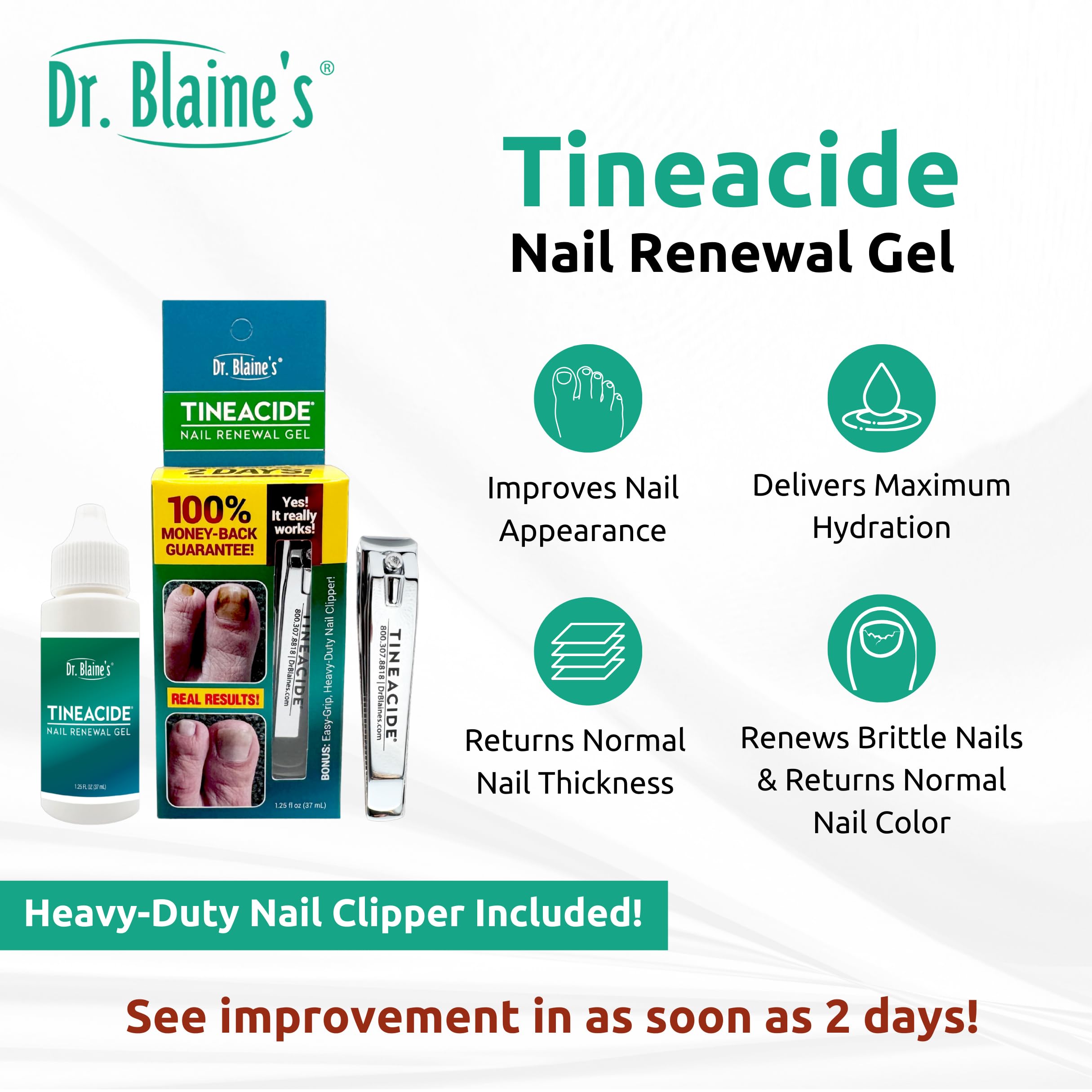 Nail Renewal Gel, Discoloration, Thickened Nails, Cracking, Brittle Nails, Fast 2-Day Results