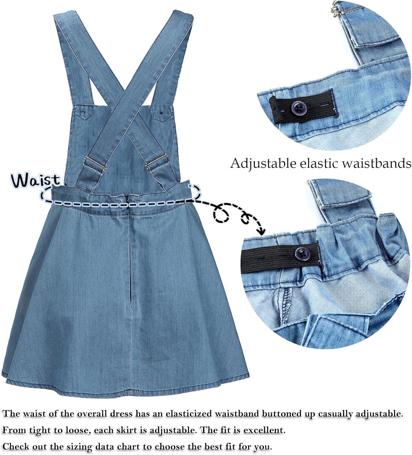 CutiePlusU Button Crotch Onesie Adult Romper Bodysuit Costume- Despicable Denim Overalls Skirt Set