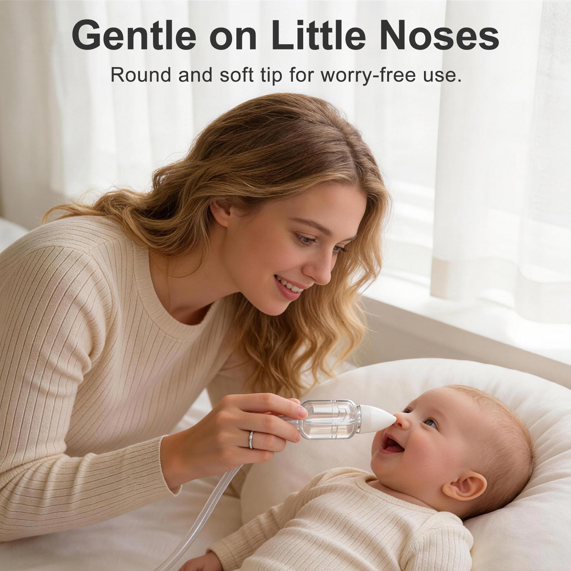 Aspirador nasal manual para bebé – Aspirador nasal de succión fuerte con puntas de silicona suave, fácil de limpiar y reutilizable, silencioso y seguro limpiador de nariz para recién nacido Baby Futur