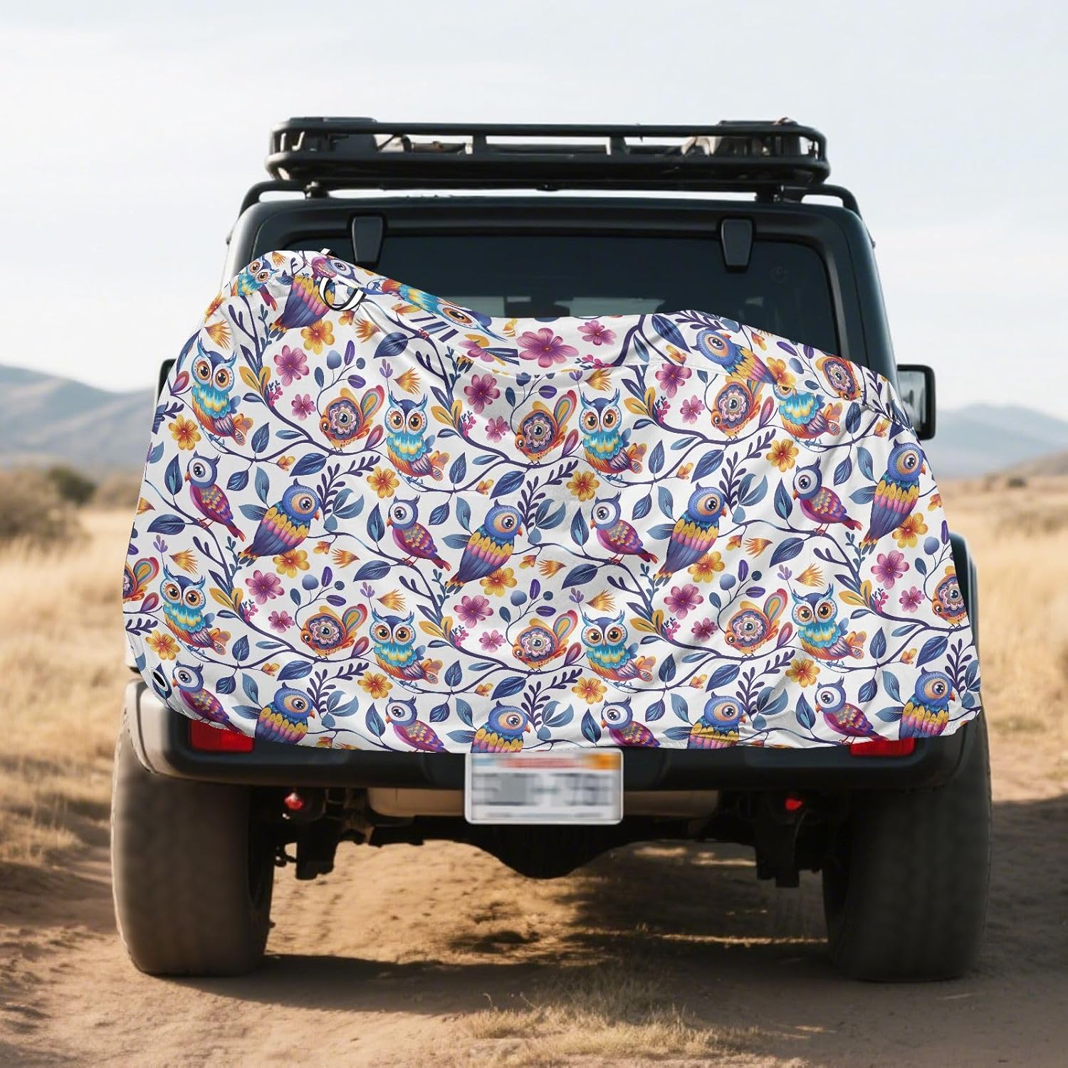 ALAZA Rainbow Owl Cartoon Bike Cover Waterproof Outdoor Ebike Bicycle Covers Tarp Protection for 1/2 Bikes, Sun UV Dust Wind Proof