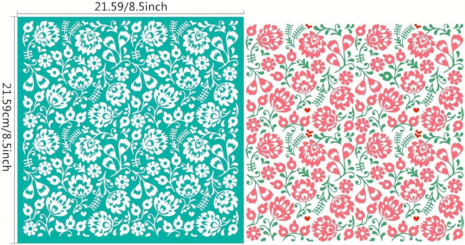 DGAGA 3PCS Flowers Self-Adhesive Silk Screen Stencils Mandala Screen Printing Stencils Wildflowers Reusable Stencil for Craft Wild Flowers Mesh Transfer for Painting on Wood Fabric Bag Home Decor image 2