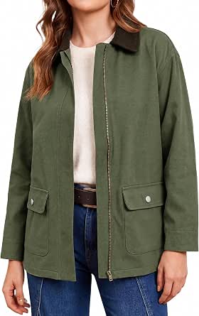 Tankaneo Women's Oversized Barn Jacket with Pockets