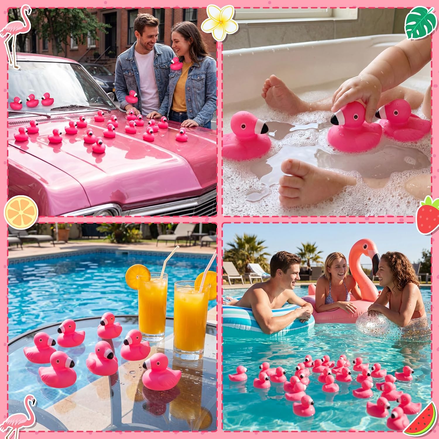 Honoson 50 Pcs Flamingo Rubber Duck Bulk Flamingo Party Favor Bath Toy image 5