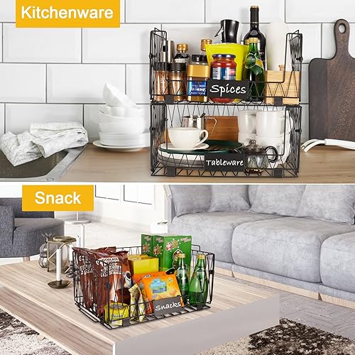 Miniatura 5 de 2 paquetes XXL de cestas de organización y almacenamiento para despensa de cocina, cesta de frutas y verduras para gabinete de cocina, cestas de