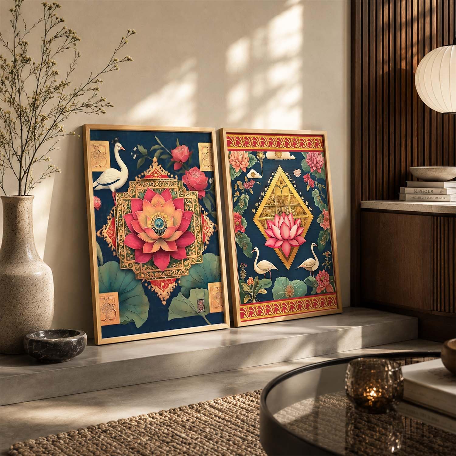 Lotus Wall Art Paintings - Floral Indian Decor -6