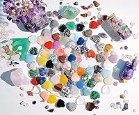 Vista 5 de QINJIEJIE 80 piezas de cristales en forma de corazón, piedras preciosas de amor naturales, cuarzo rosa, bolsillo a granel, cristal pulgar, piedra