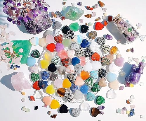 Miniatura 5 de QINJIEJIE 80 piezas de cristales en forma de corazón, piedras preciosas de amor naturales, cuarzo rosa, bolsillo a granel, cristal pulgar, piedra de