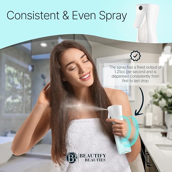 BeautifyBeauties BeautifyBeauties Spray Bottle For Hair – Continuous Mister Spray Bottle for Hairstyling, Cleaning, Plants, Pets, Barbers, Salons, Essential Oil Scents (10.1 Ounce) in use