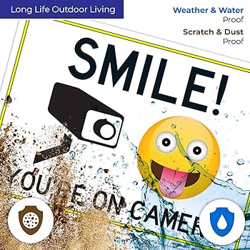 Smile You're on Camera Video Surveillance Sign, 10x7 Inches, Rust