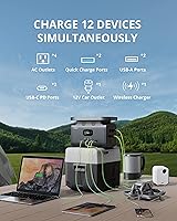 Vista 3 de GROWATT Generador solar, estación de energía portátil de 1512 Wh con panel solar de 200 W, 4 salidas de CA de 110 V2000 W (pico de 4000 W), carga