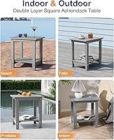 Vista 7 de YEFU Outdoor Side Table for Patio: 16" HIPS Weather - Resistant Adirondack Tables Set of 2 - Small Square End Tables for Backyard Pool Porch Balcony