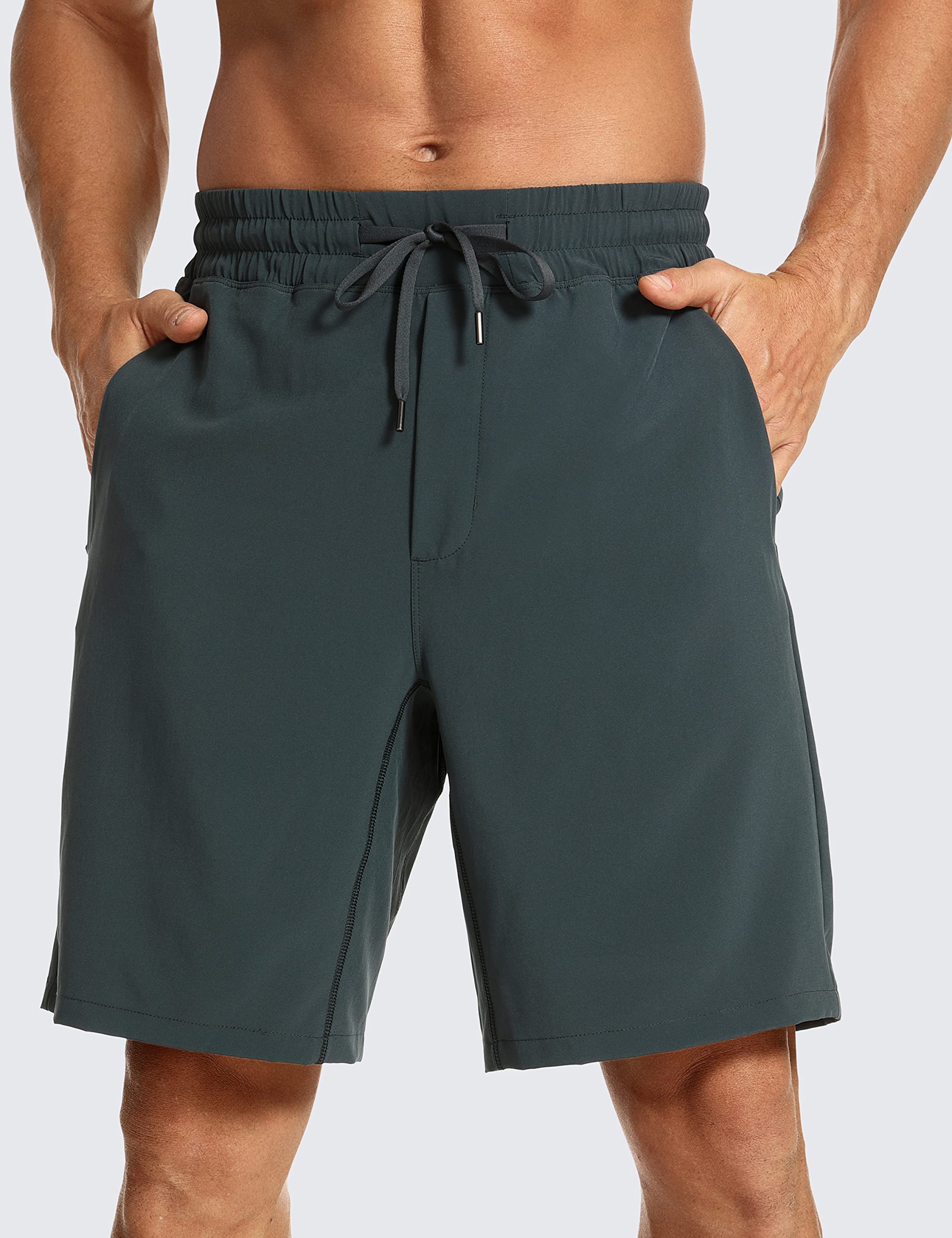 CRZ YOGA Pantalones Cortos de Running para Hombre con Forro - 23cm Melanita XL