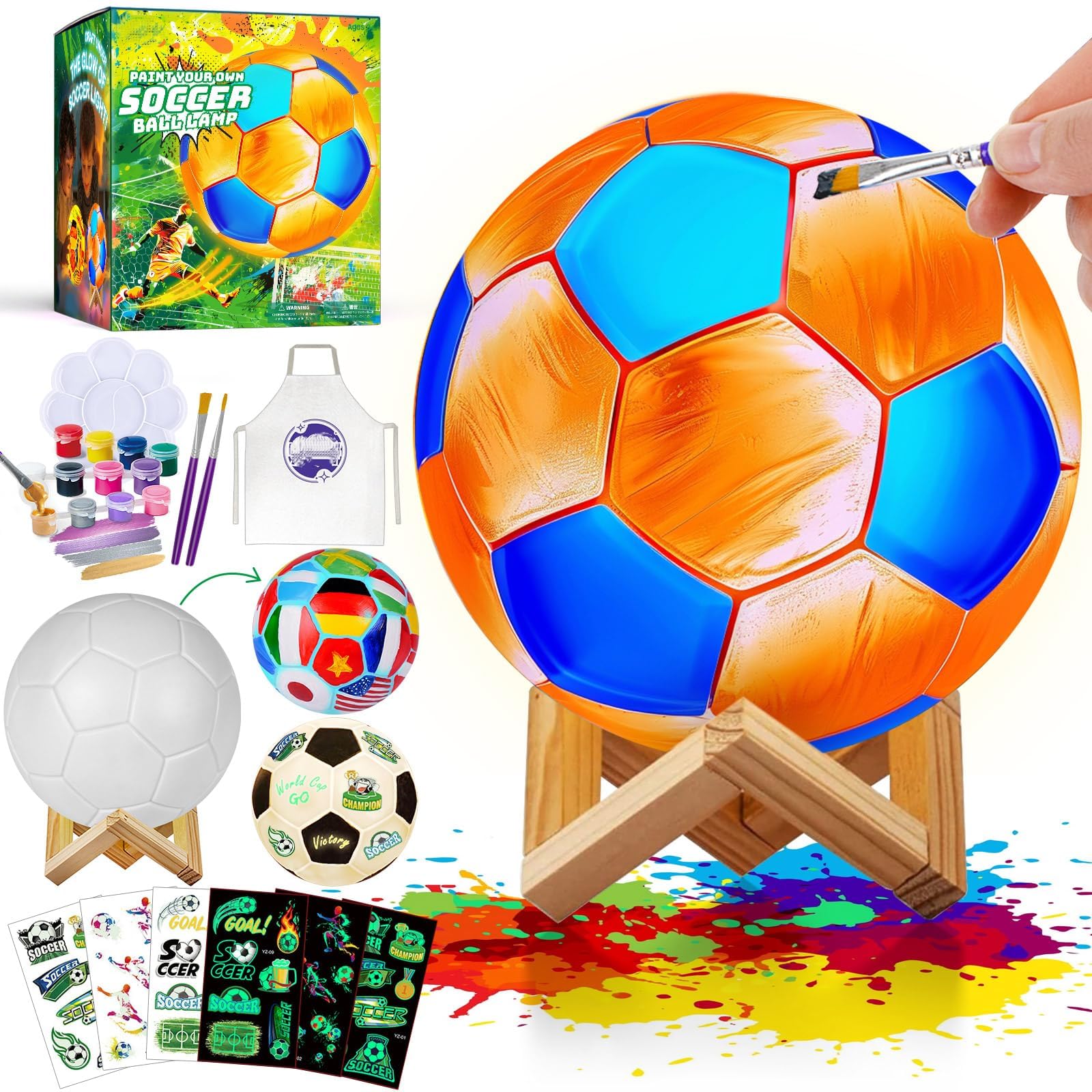 Paint Your Own Football Lamp Kit, 3D Night Light Art Craft for Kids Ages 8-12, Gift for Football Lovers Boys Girls 3-12+
