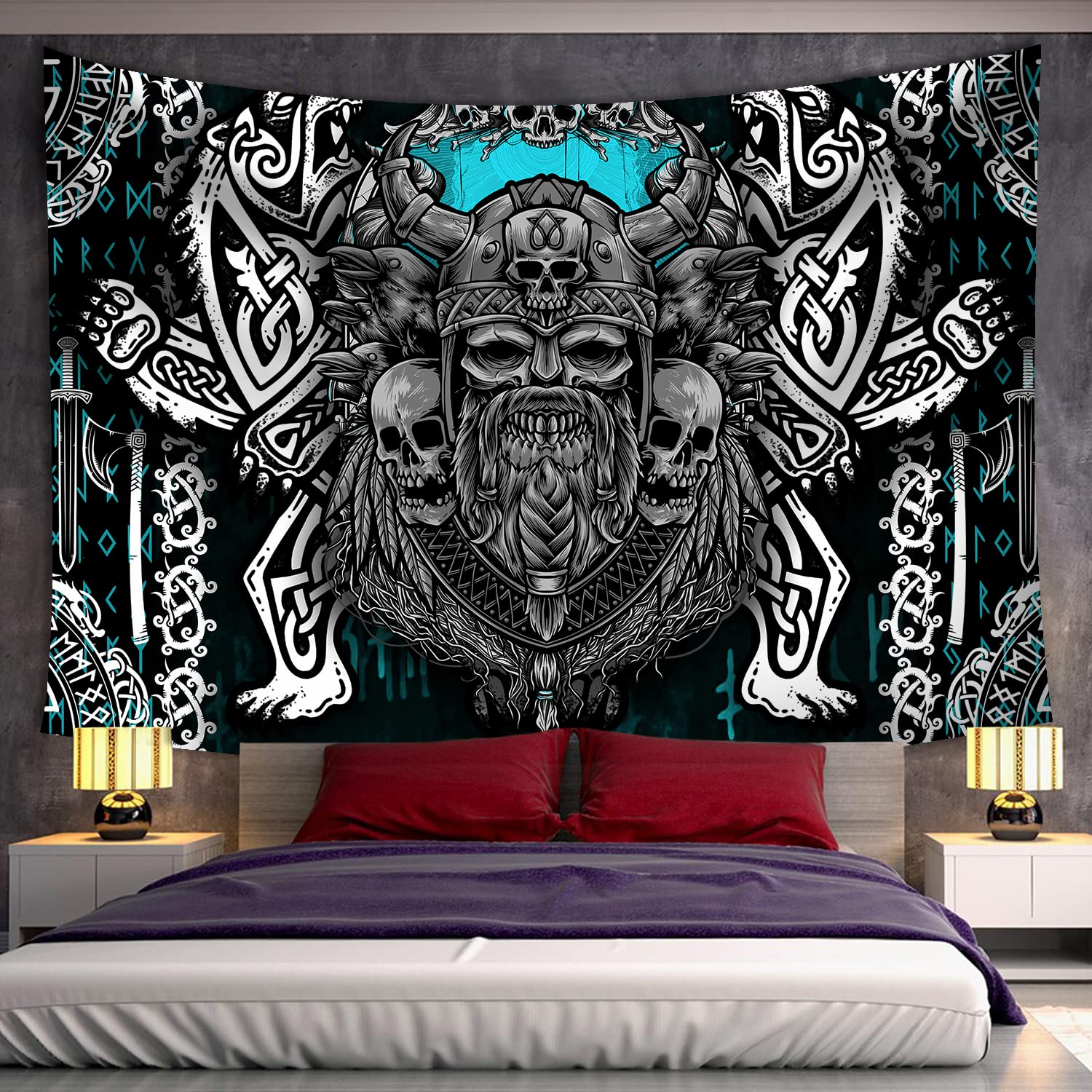 Amazon.co.jp: Color Duty バイキングタペストリー 壁掛け 80x60インチ