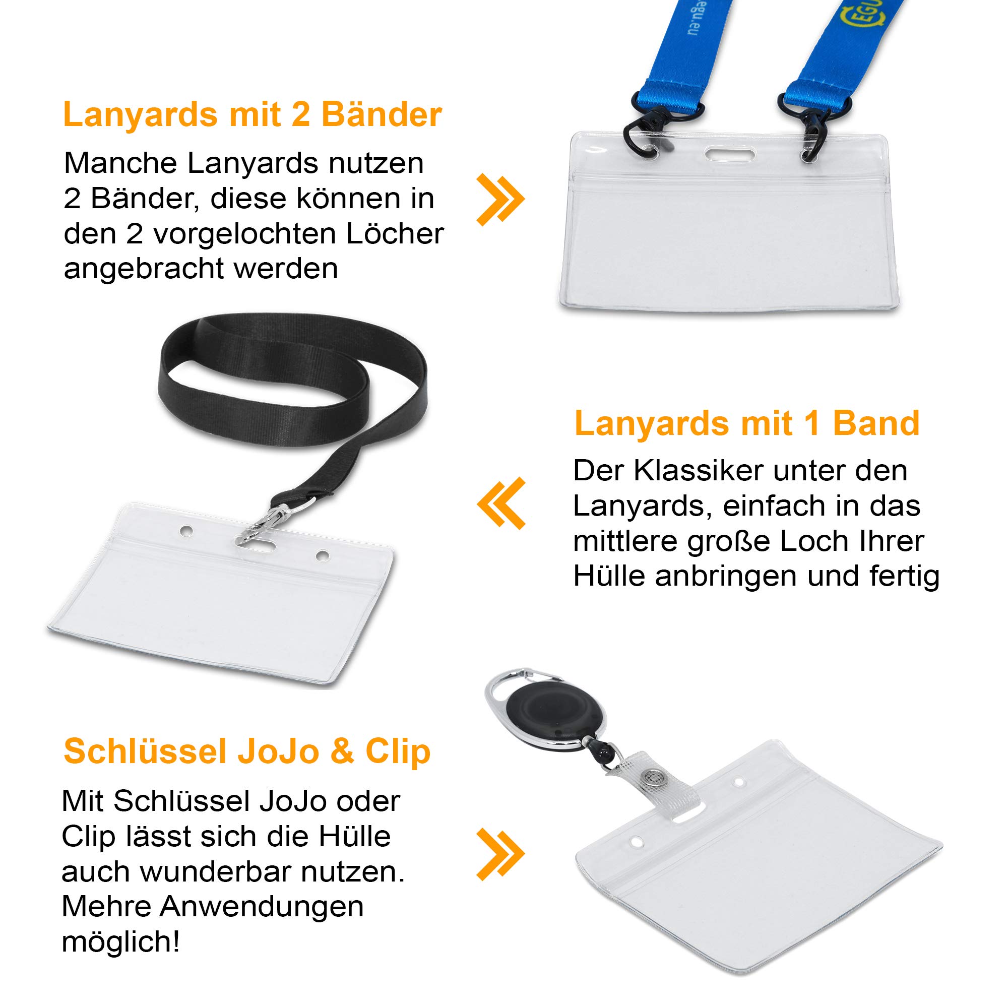 50x HORIZONTAL Kartenhalter Ausweishülle Ausweishalter Hartplastik Polycarbonat Namensschild