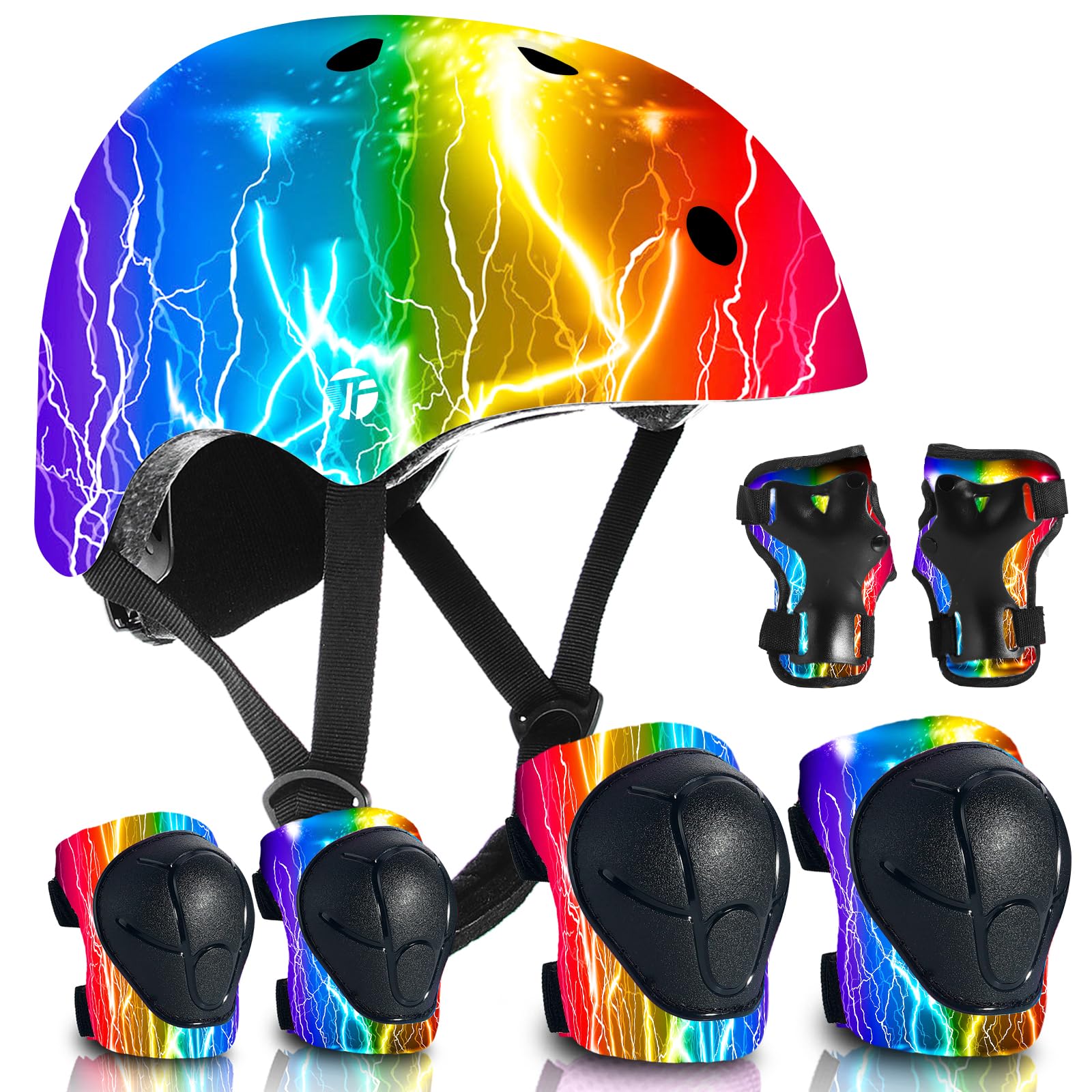 JEEFREE Adjustable Color Gradient Toddler Kids Bike Helmet for 3-5-8-14+Ages Girls Boys.Skateboard Bicycle Toddler Helmet 2-4 Years for Multi-Sports
