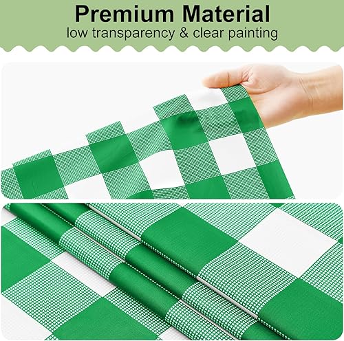 Vista 210 de misaya Paquete de 4 manteles desechables de búfalo, mantel de plástico impermeable de 54 x 108 pulgadas, manteles rectangulares a cuadros caqui