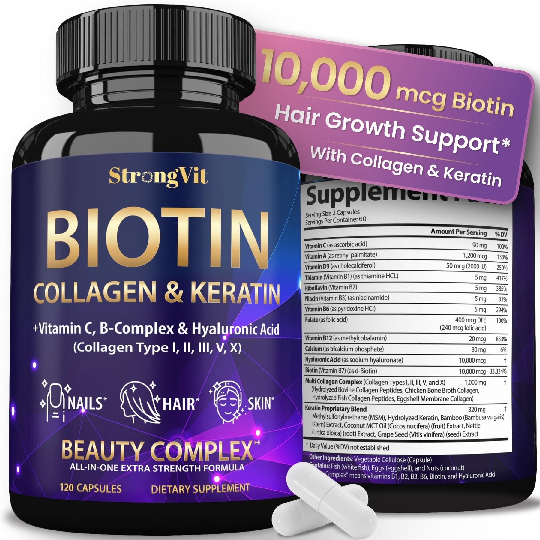 StrongVit Biotin with Hyaluronic Acid