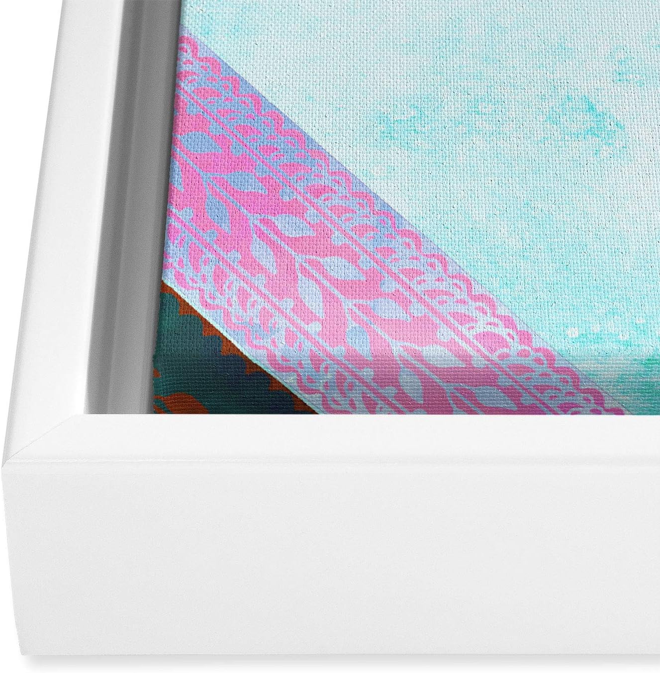 Deny Designs Schatzi Brown Boho Chevron 1B White Framed Art Canvas, 24" x 30", Blue