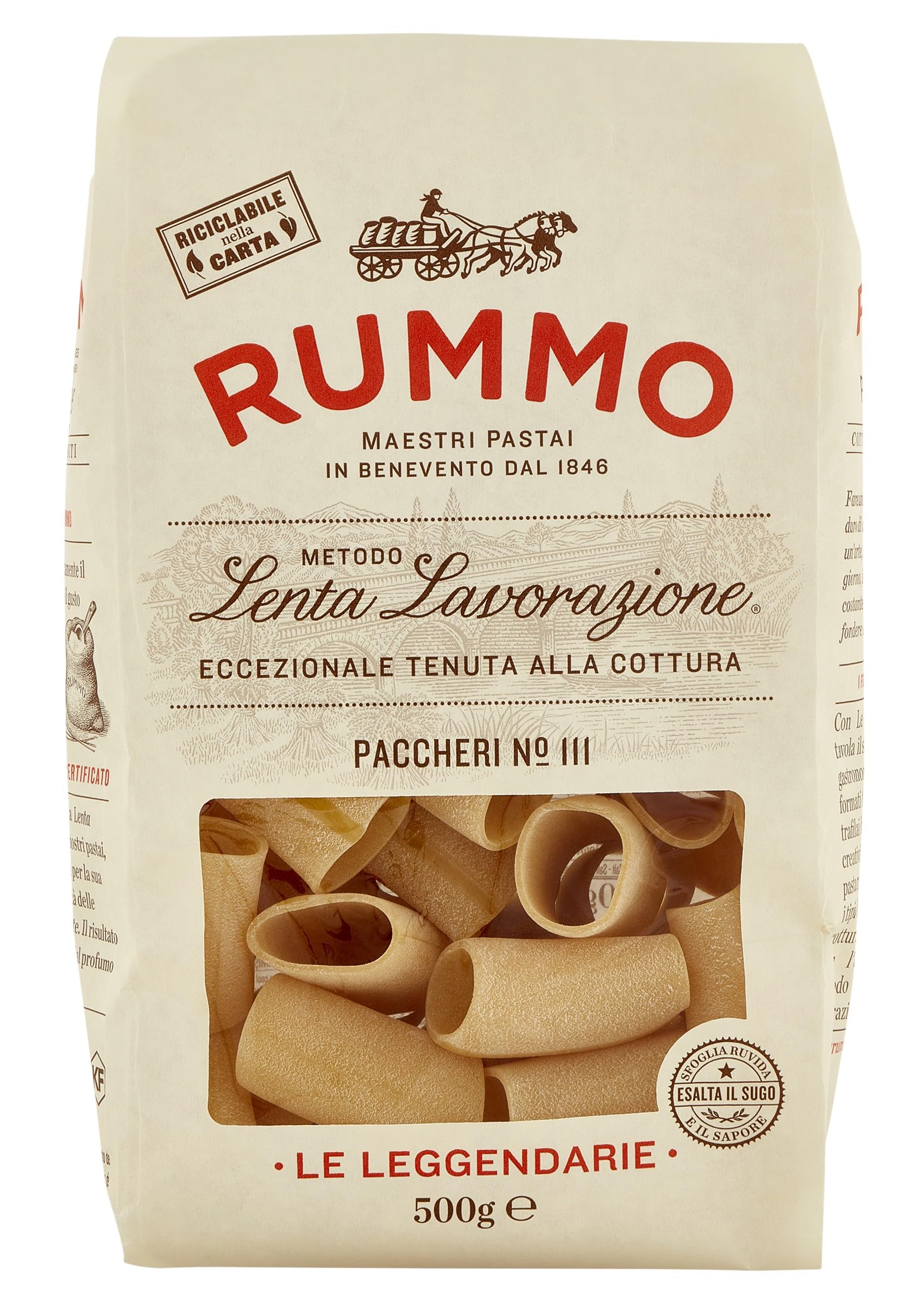 Rummo Paccheri No.111 - Premium Italian Pasta, 500 g (Pack of 1)