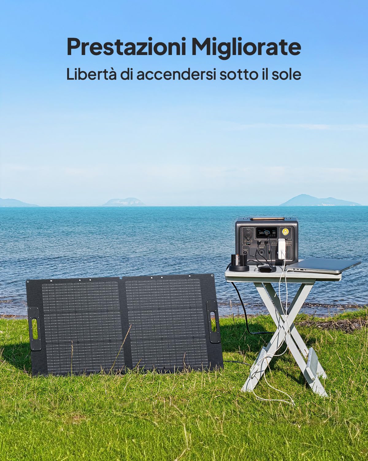 BLUETTI 100 Watt Pannello Solare per Centrale Elettrica EB3A AC2A AC70 AC50B AC180 AC200L, Con Supporto Regolabile, Pieghevole e Portatile Per Emergenza, Camper, Campeggio