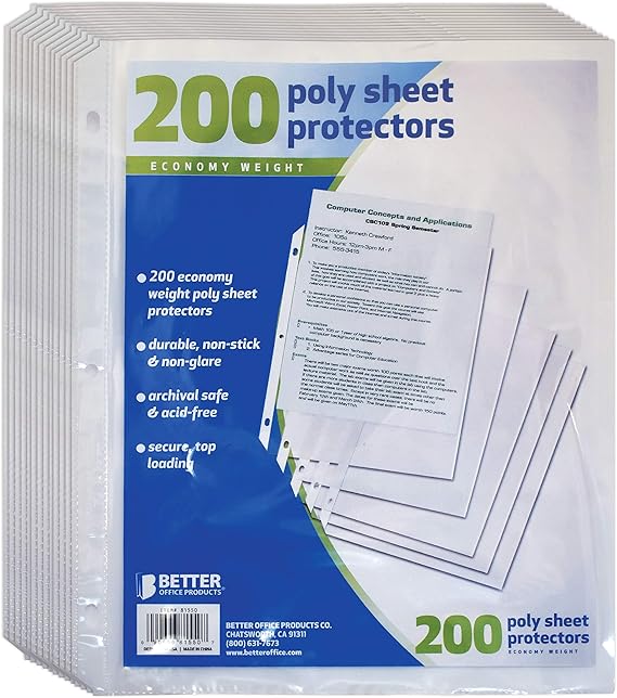 Better Office Products Sheet Protectors, 200 Piece