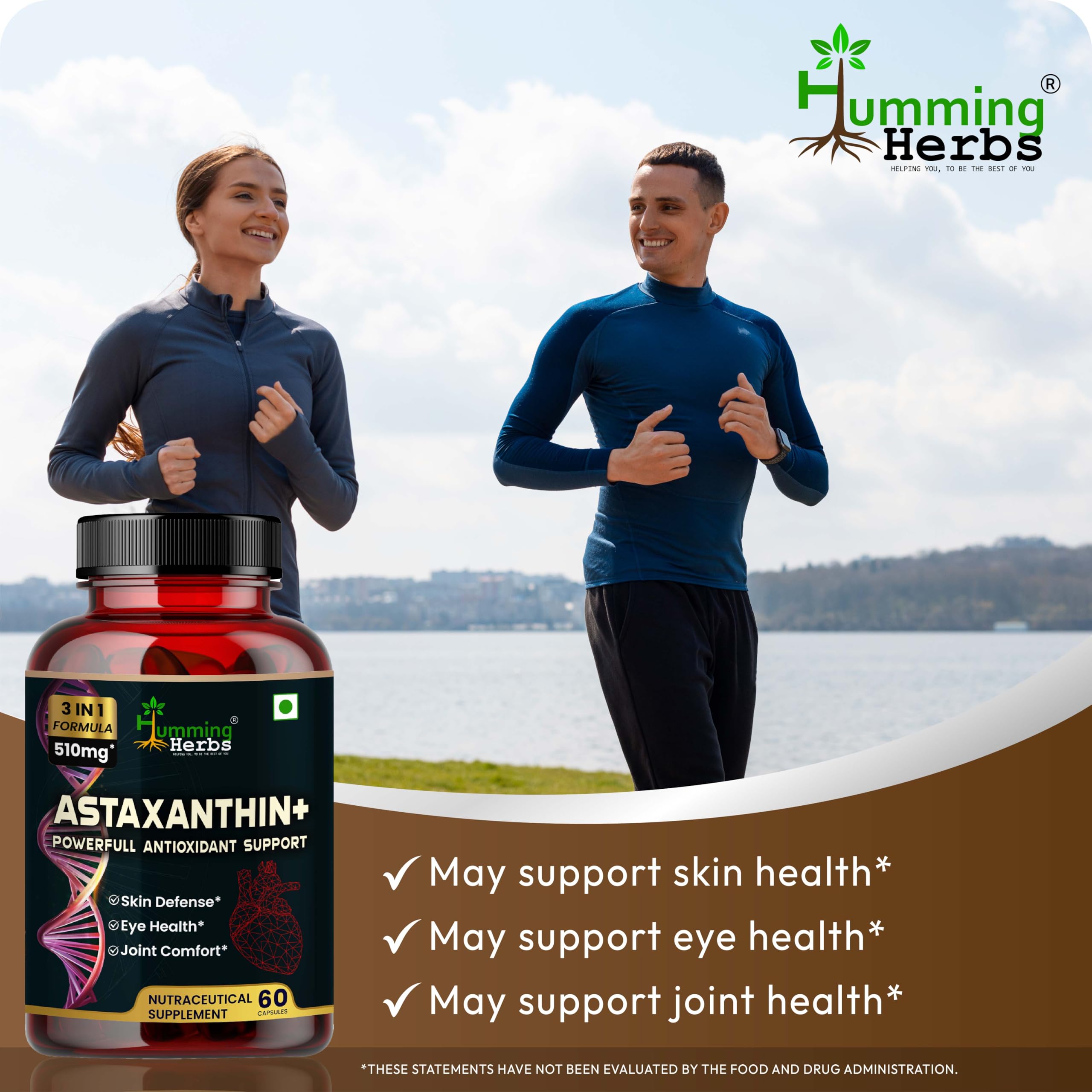 Humming Herbs Astaxanthin Plus with Coenzyme Q10 & Berberis Aristata for Great Antioxidant Support - Promotes Skin Health, Eye Protection & Joint Comfort 2