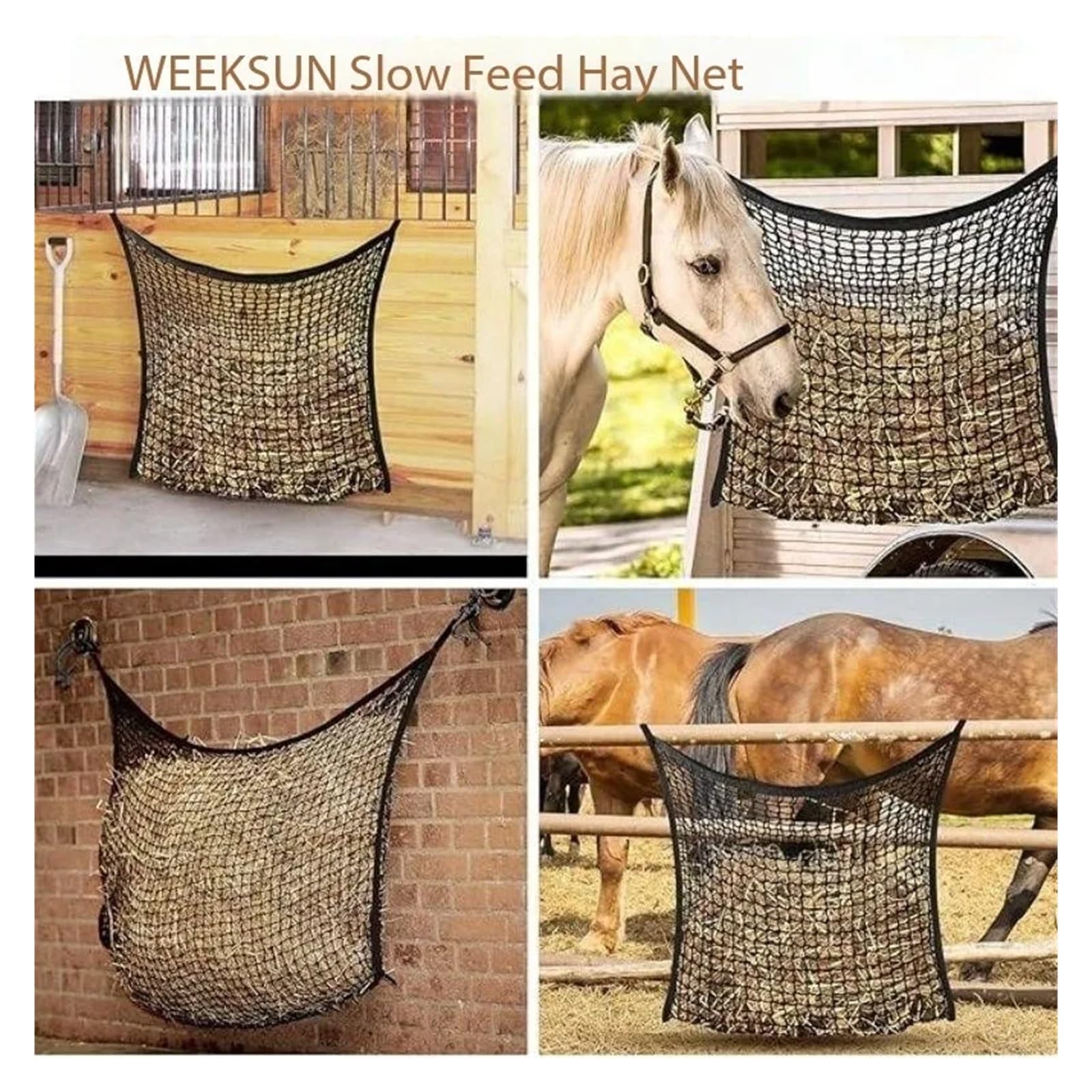 Heunetz für Pferde Heunetz for Pferde, langsame Futtertasche for Ziegen, Schafe, große Kapazität, hängender Futterspender(L)