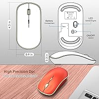Vista 4 de JOYACCESS Ratón inalámbrico para juegos, mouse USB portátil delgado para computadora portátil, computadora, PC (naranja rojo)