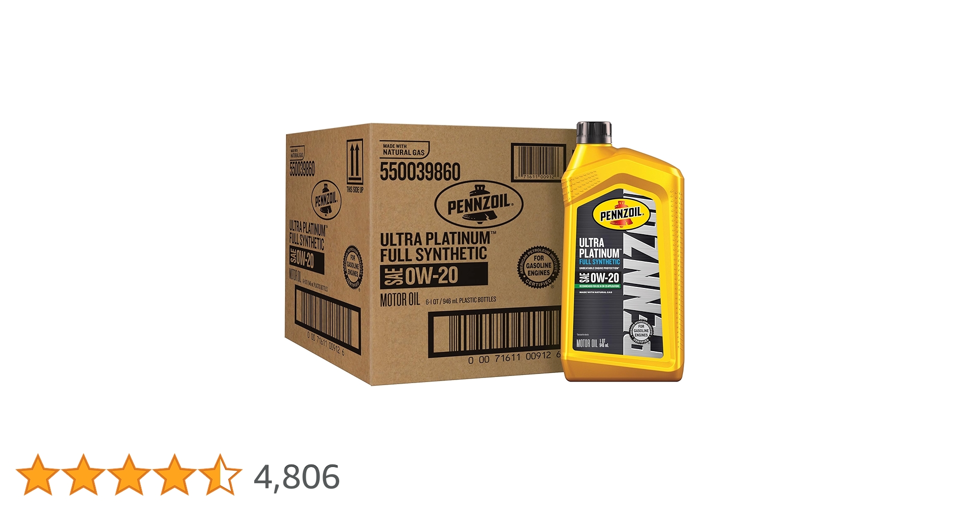 Amazon | Pennzoil ウルトラプラチナ フルシンセティック 0W-20