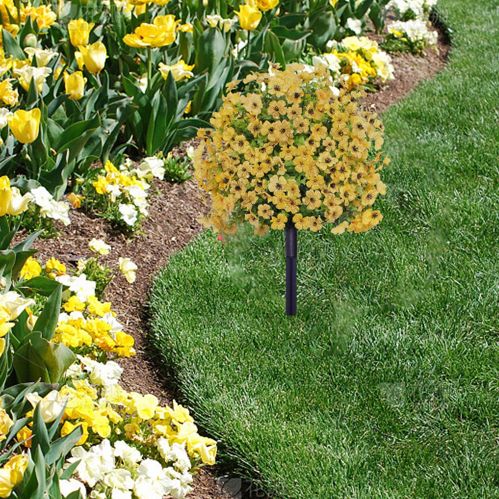 Decorativo con Fiore di, Verde Artificiale per Esterni E Interni, Giallo