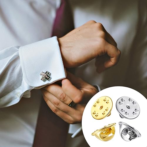 Miniatura 5 de Insignia de embrague de mariposa de latón de repuesto (oro, plata, 50 piezas)