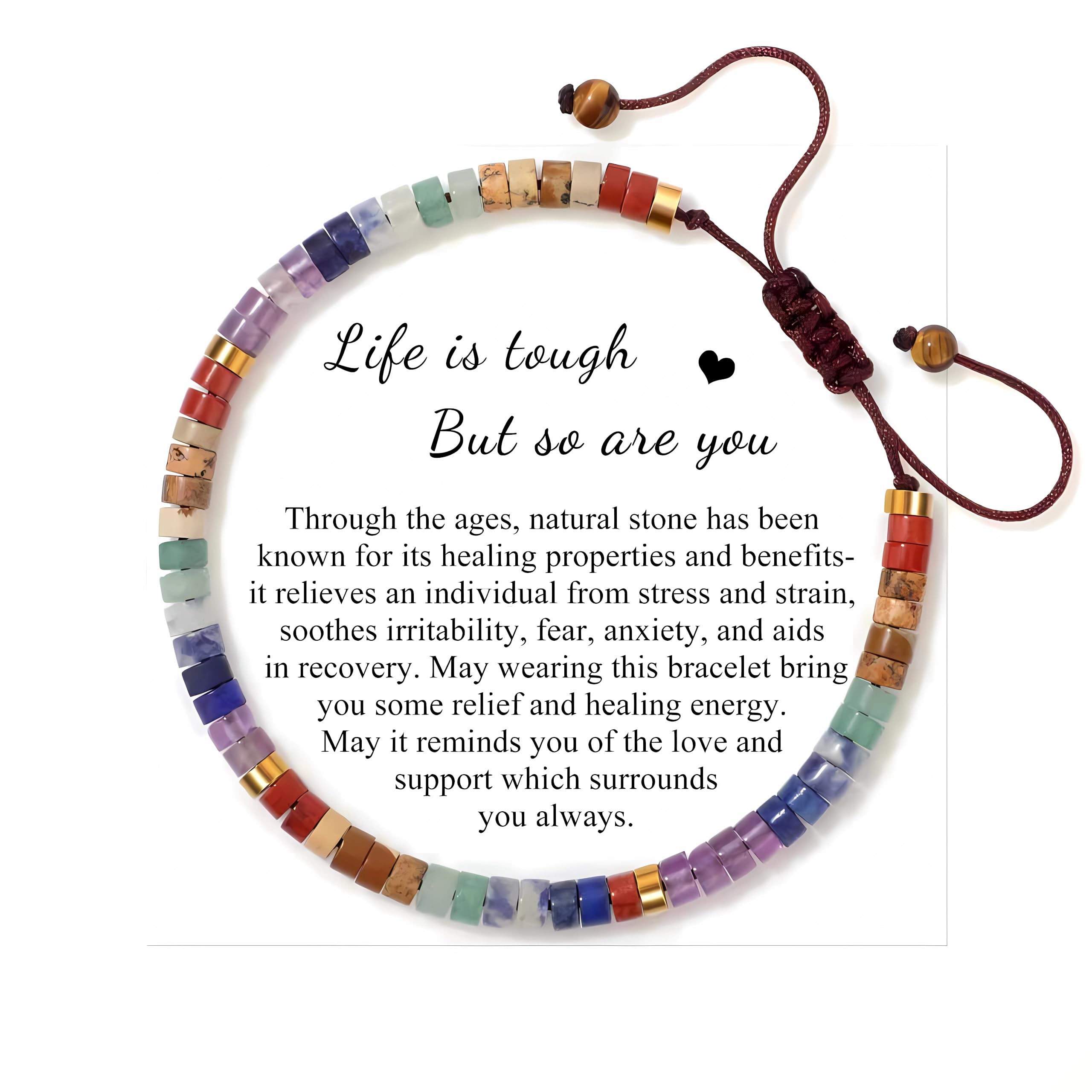 JoycuFF Inspirational Gifts for Women Get Well Soon Thinking of you Gift for Women Healing Natural Stone Bracelets