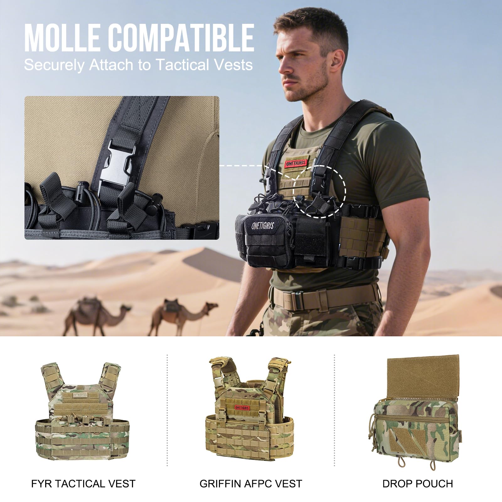 Amazon.co.jp: OneTigris チェストリグ、MOLLEチェストリグ