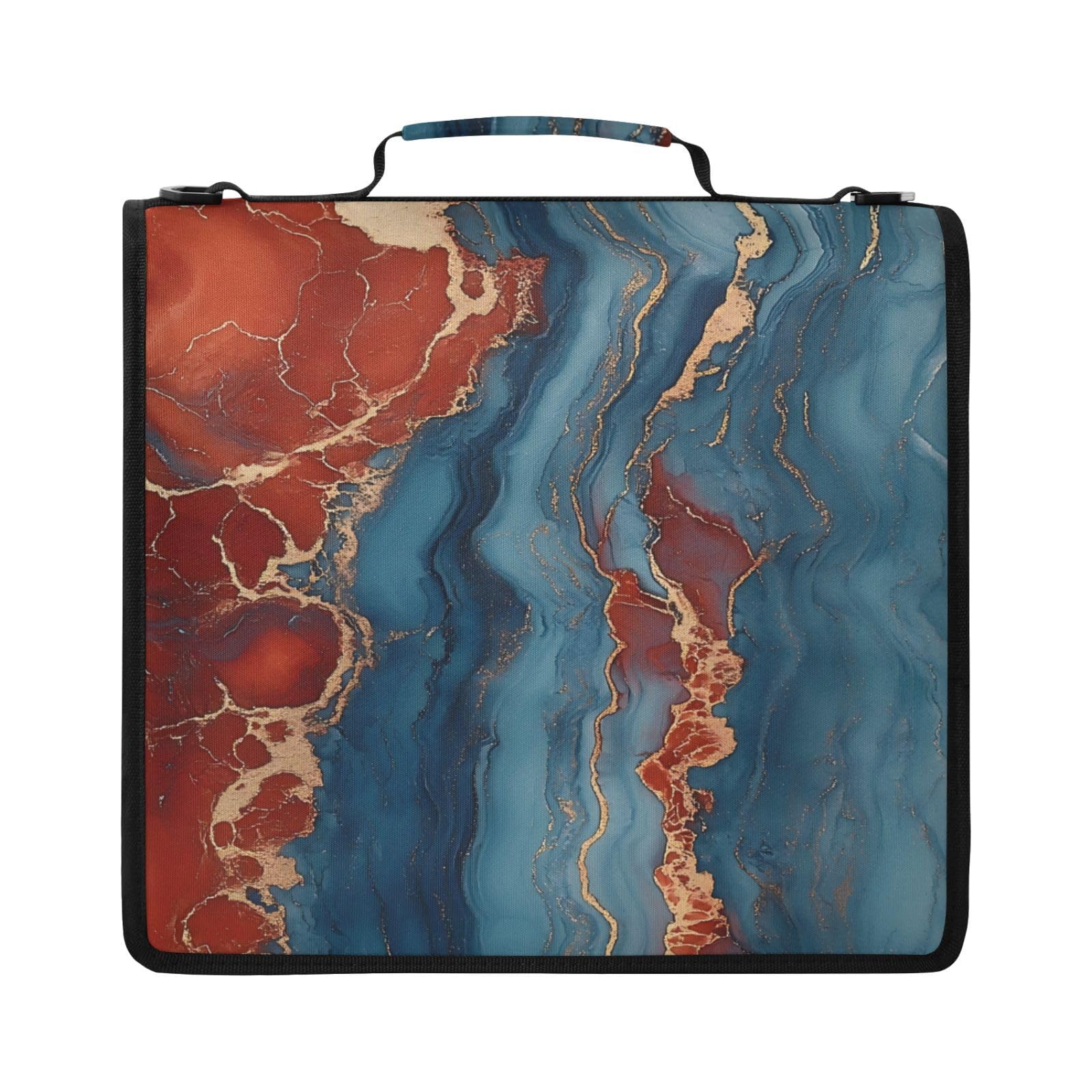 Marmorizzato Rosso Blu Modello Zipper 3 Ring Binder Bag