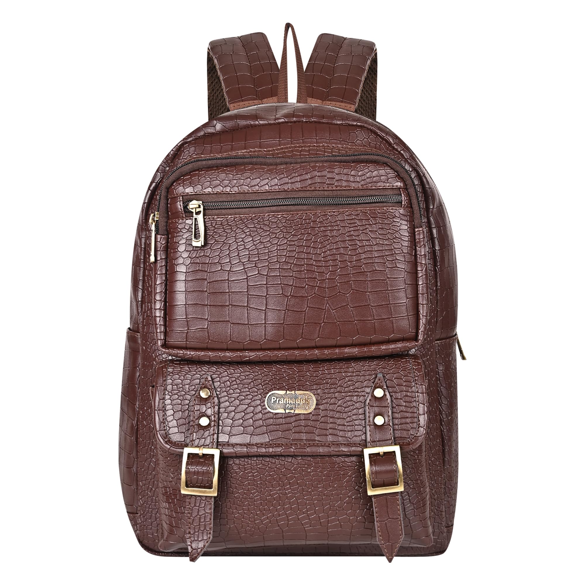Pramadda Pure Luxury Italian Vegan Leather Croco Backpack for Men and Women | 15.6" inch Laptop Bag for Office College Travel | Premium Bagpacks with Antique Brass Hardware (Elegant Black) (B0C2KHQ8Z1) Amazon Price History, Amazon Price Tracker