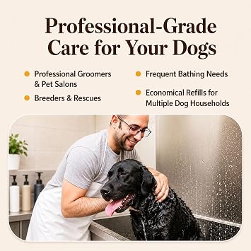 Natural Dog Company Sensitive Skin Dog Shampoo Gallon Hypoallergenic Oatmeal Shampoo for Dogs, Professional Groomer & Multi-Pet Dog Wash with Aloe Vera & Manuka Honey, Odor Control, 128 oz