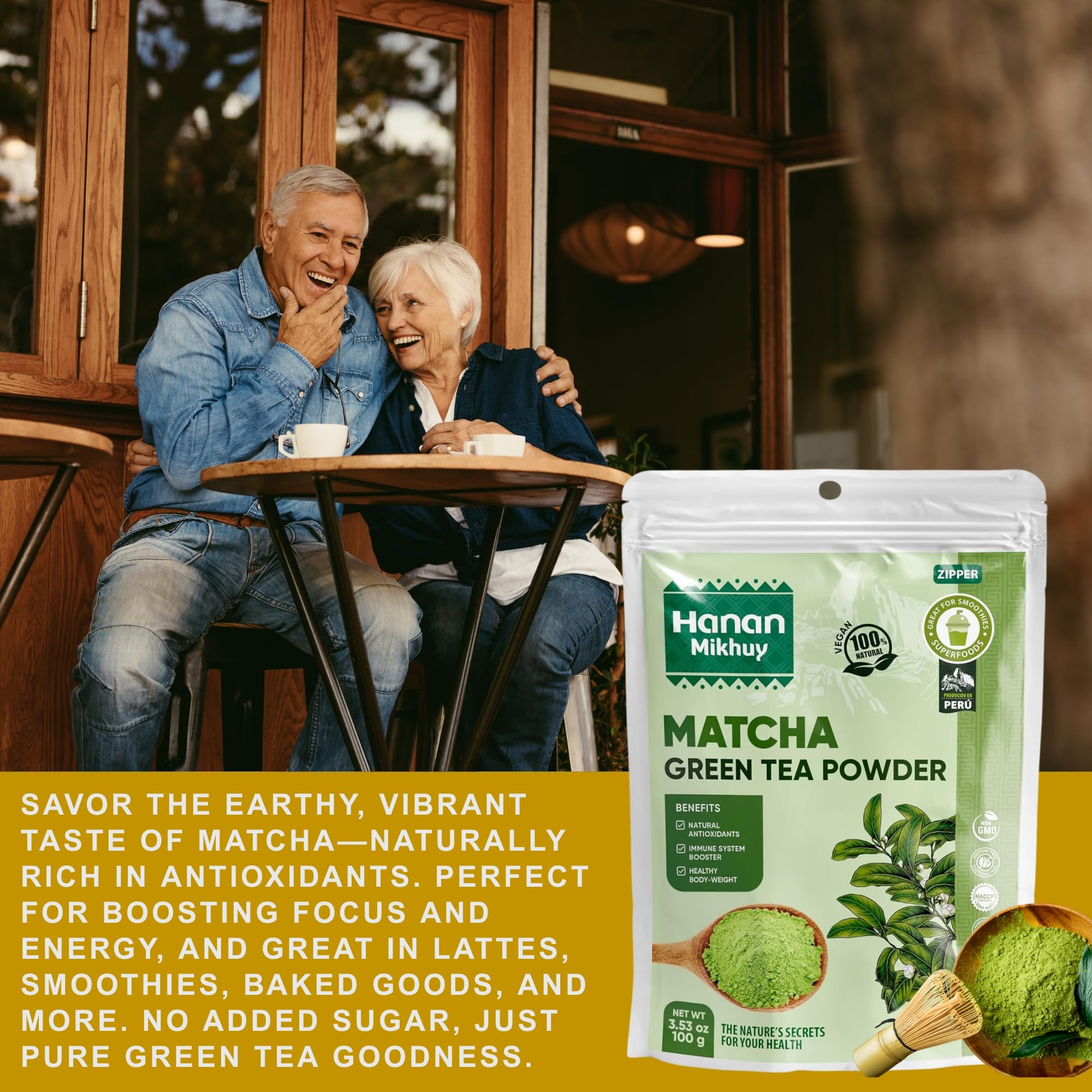Hanan Mikhuy Matcha Green Tea Powder 100g - 100 Natural T Verde Molido - Vegan Non-GMO Gluten-Free - — view 4