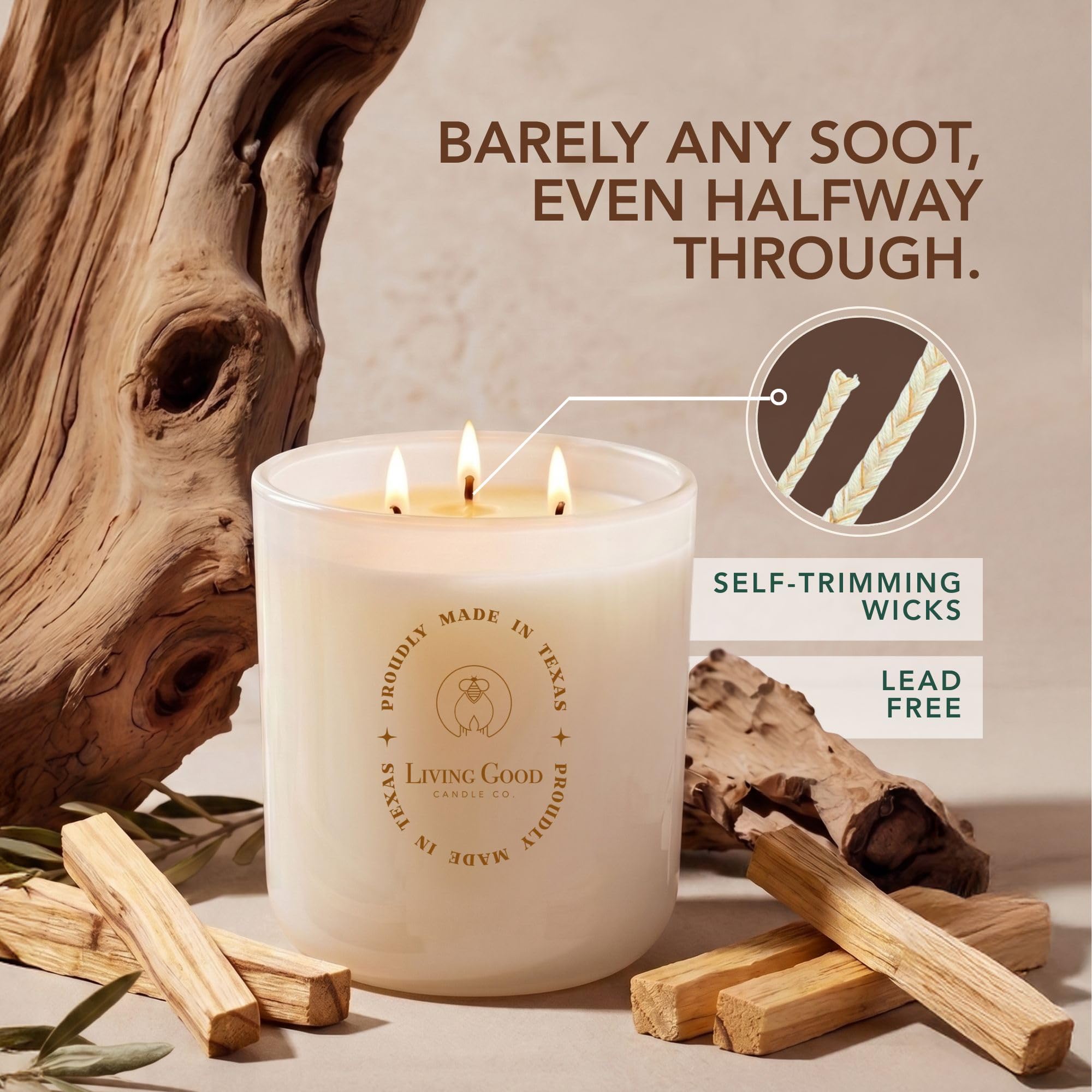 Palo Santo słoik na świecę z czystego wosku pszczelego, 90 godzin palenia, klasycznie zaprojektowane, nietoksyczne świece zapachowe do dekoracji domu i aromaterapii, łagodzące stres i lęk, z