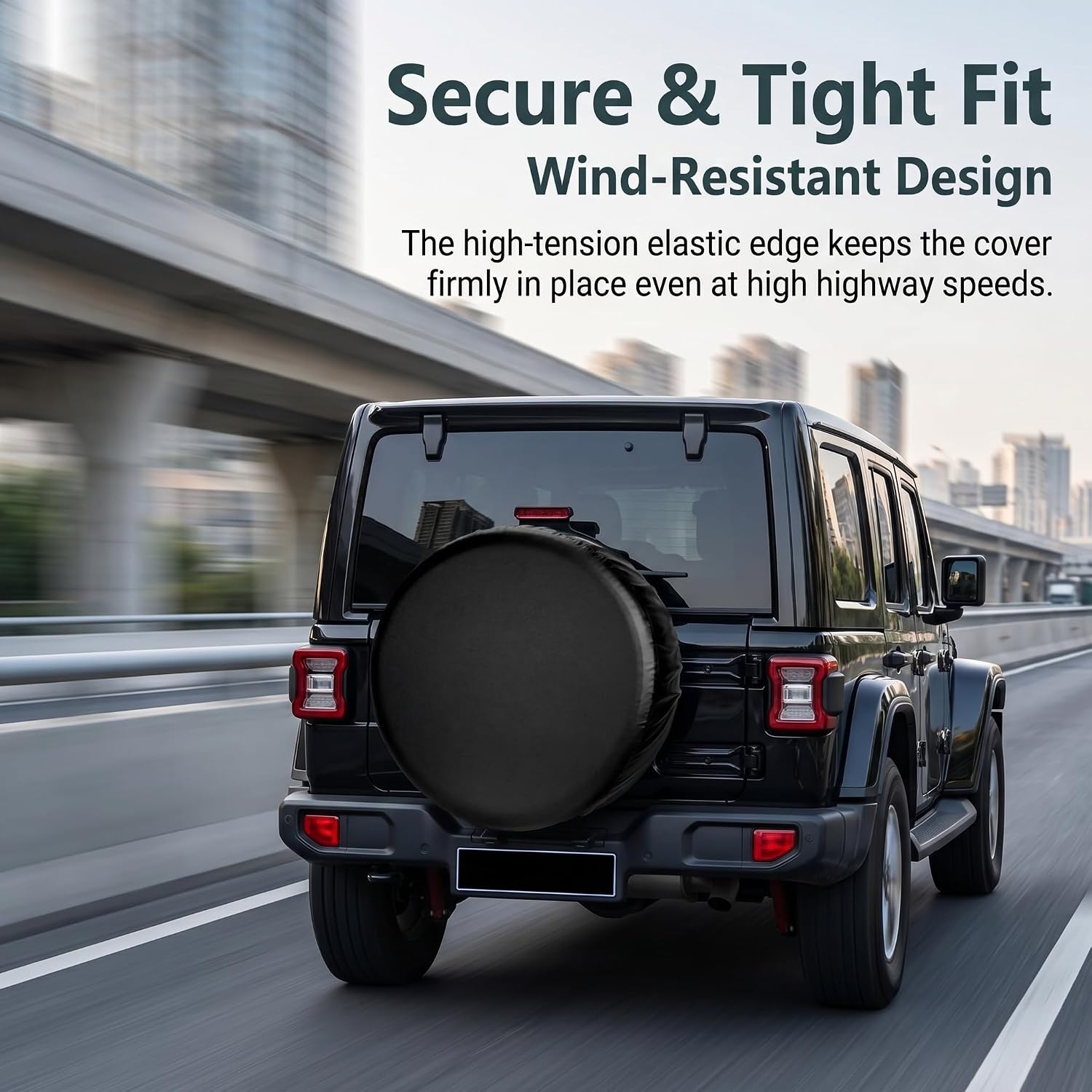 Car Spare Tire Cover, 15" Thickened PVC Flexible Spare Tire Protector, Waterproof Scratch-resistant Cover for 27" - 29" Tire, Universal External Accessories for Most Cars (Black) image 4