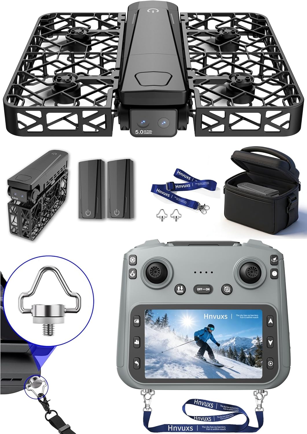 Foldable Mini Drone with 2K Camera & 4.5" Screen - Portable Pocket Drone for Adults and Kids, Includes Follow Me, Gesture-Controlled Selfie, Key Takeoff, Propeller Guards and Detachable Lanyard