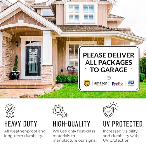 Vista 508 de Cartel de entrega del paquete, letrero de instrucciones de entrega, 10 x 7 pulgadas, aluminio 040 libre de óxido, resistente a la decoloración