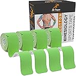 June Bugz Enterprises JB Tape Kinesiology Tape - 80 Precut 10-Inch Strips - Green - Elastic, Latex-Free, Water Resistant - Athletic Muscle & Joint Support - 4 Rolls