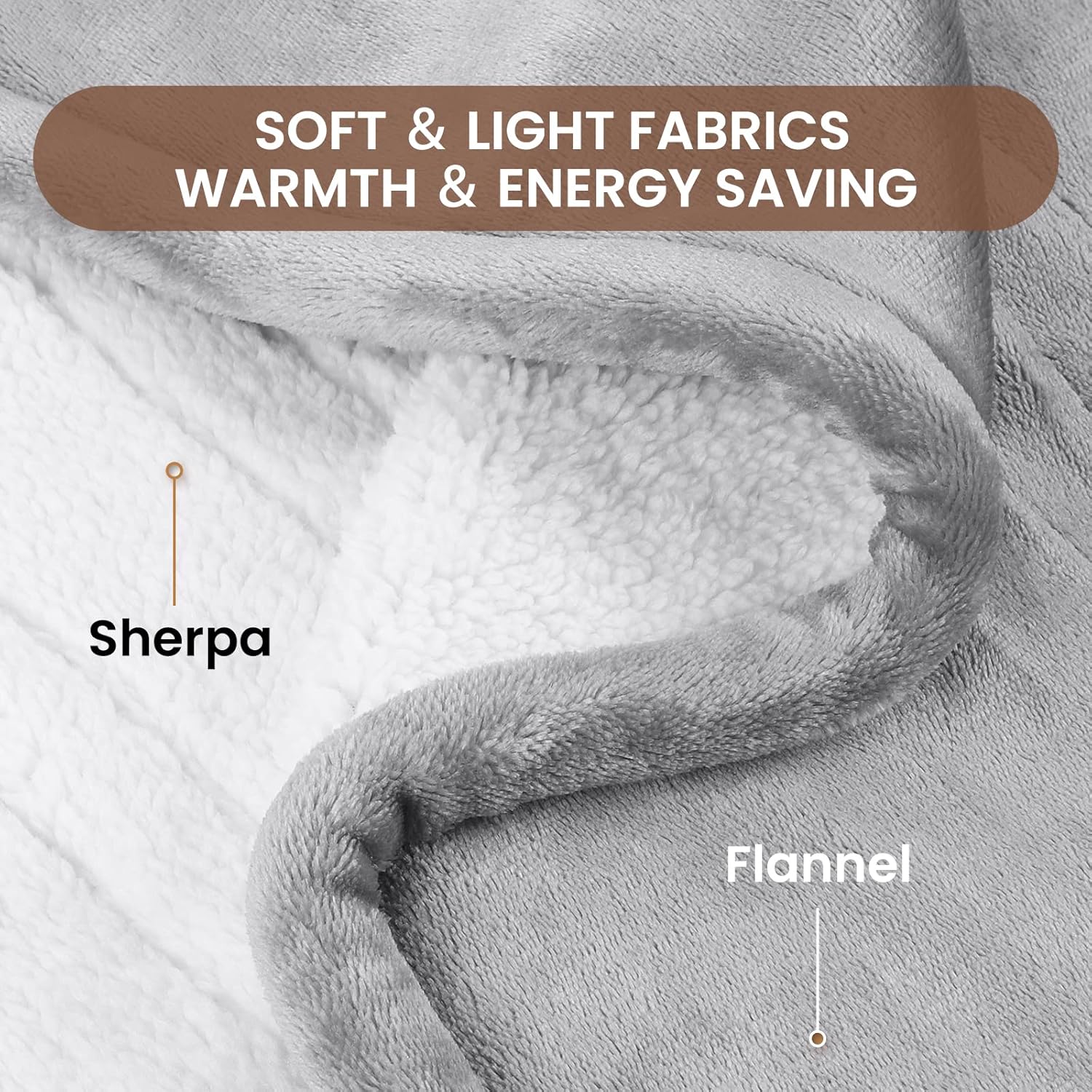 review Electric Blanket Heated Throw, Without Handheld Controller Heating Blanket, heated throw blanket with 4 Heating Levels & 4H Auto Off, Flannel & Sherpa lightweight Machine Washable, Grey 50