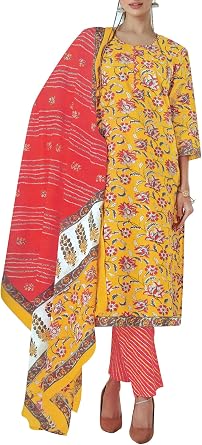 ladyline 100% Cotton Ethnic Printed Salwar Kameez for Women Casual Indian Wear