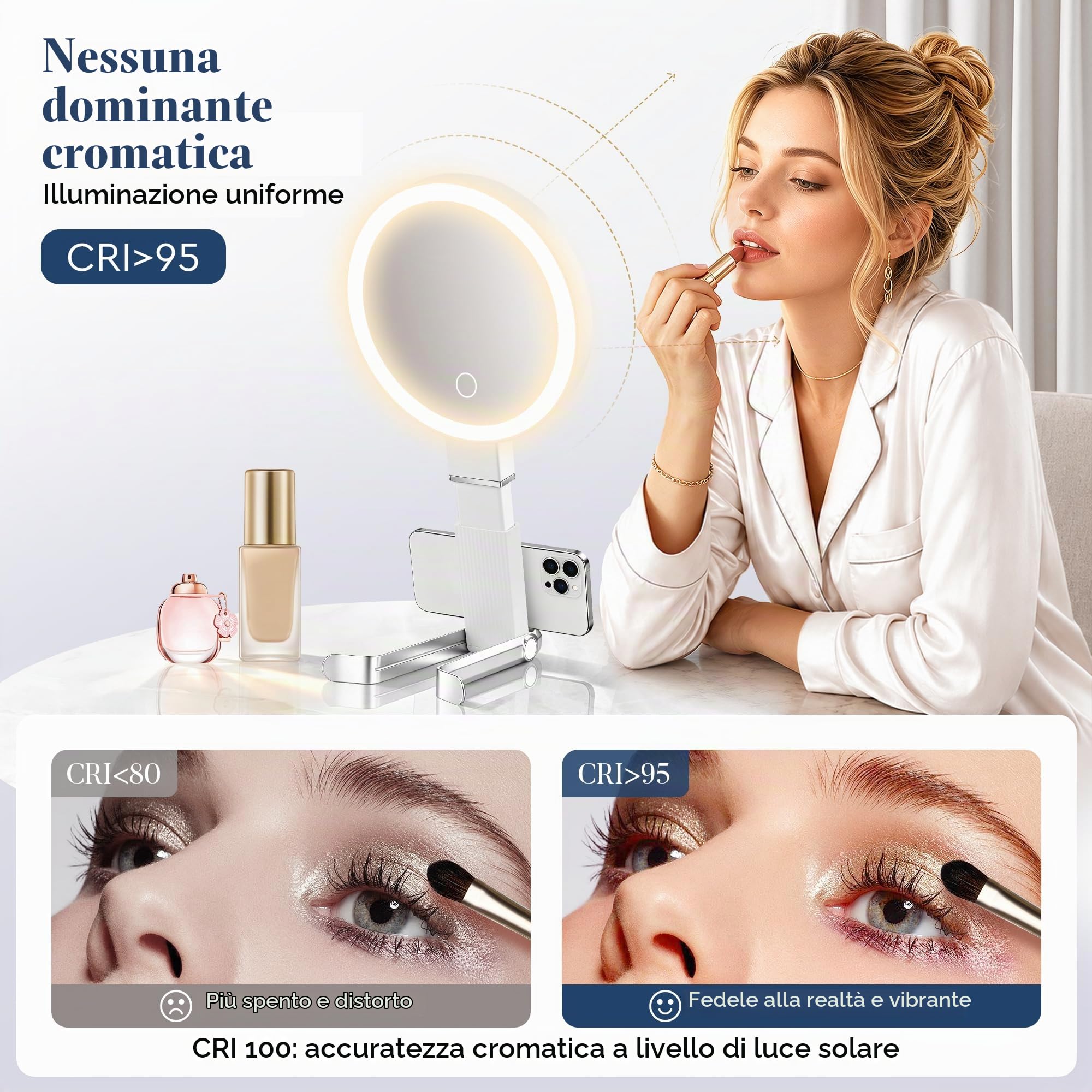 MIYADIVA Specchio Ingranditore Illuminato 1X/30X — immagine 5 di 16