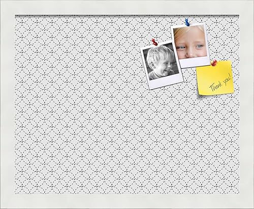 Miniatura 59 de PinPix Tablero de anuncios de corcho de 12 x 12 pulgadas. Este tablero decorativo enmarcado viene con diseño de círculos B W y un marco blanco