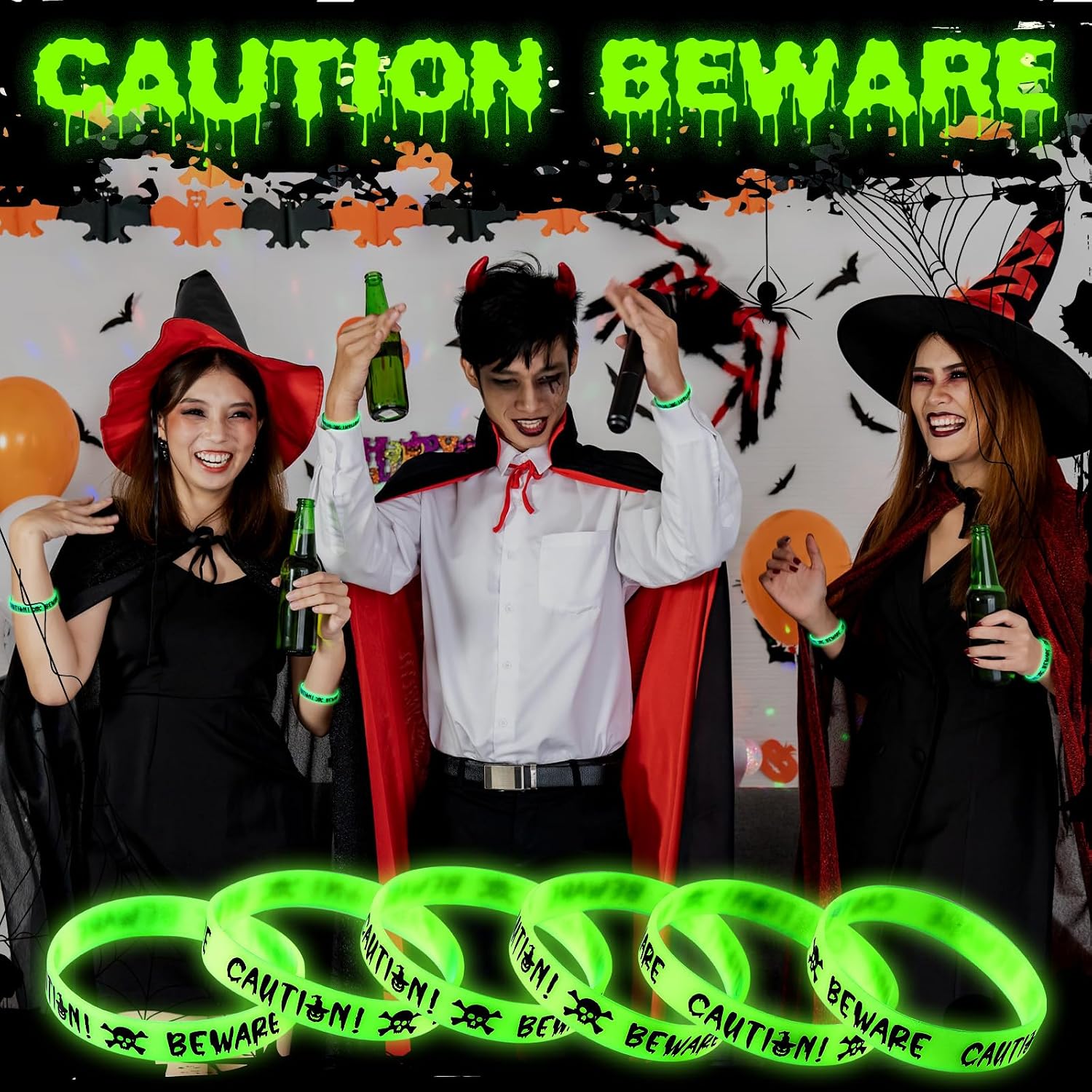 Kenning Halloween Wristbands Glow in Dark Silicone Bracelets Bulk