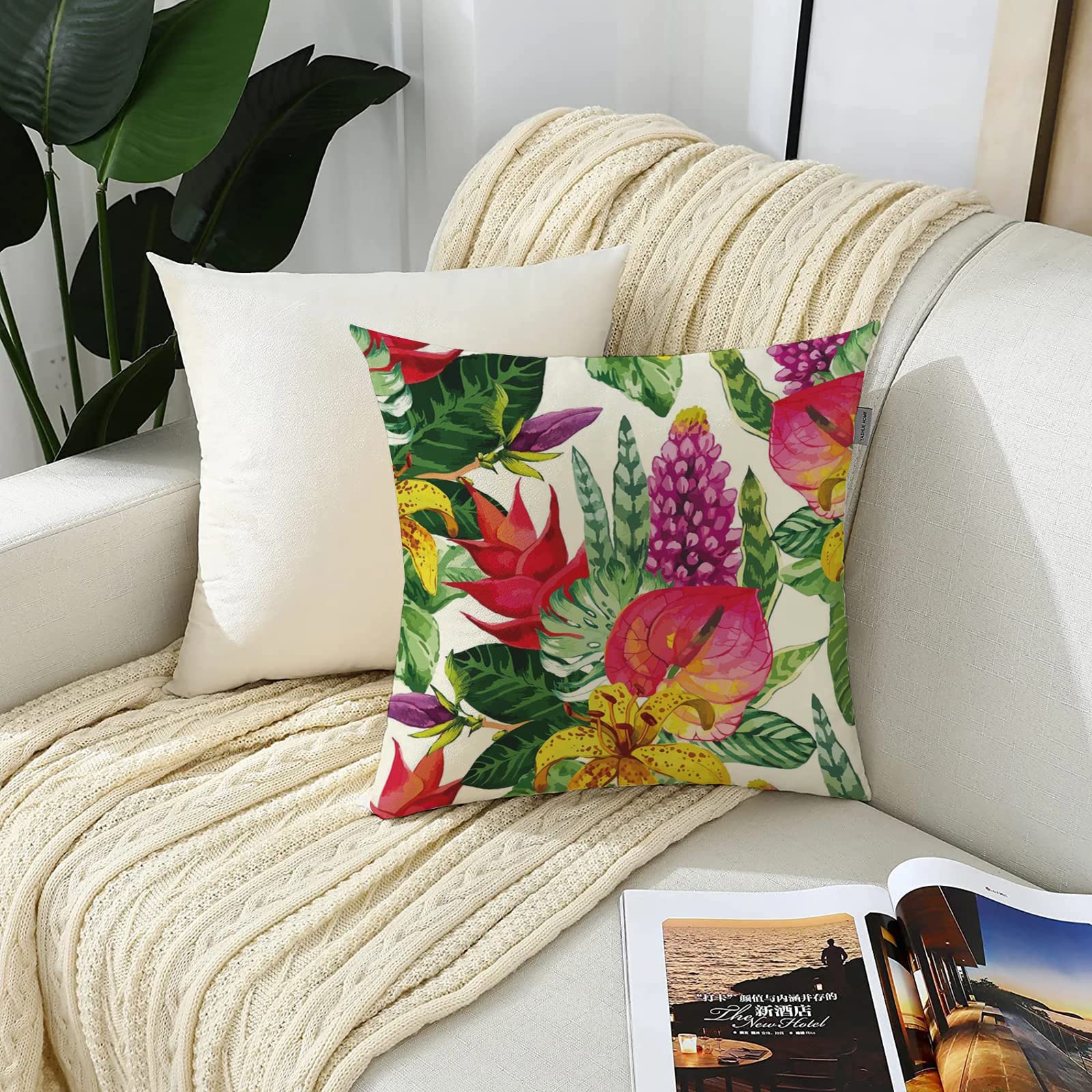 2er-Set Dekorativ Kissenbezug 45x45 cm,Blatt, exotische Insel Blumen gelbe  Lilie Anthurium und Mo,Polyester Kissenbezge Dekokissen Kissenhlle Set  Kissen Fall fr Sofa Auto Schlafzimmer Zuhause Dekor : Amazon.de: Kche,  Haushalt & Wohnen